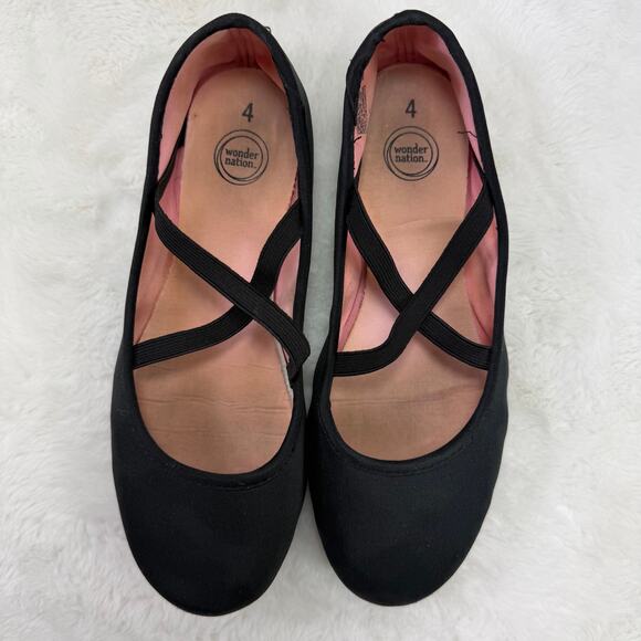 Wonder Nation Girls Black Criss-Cross Ballet Flats – Girls US Size 4 - Picture 10 of 10